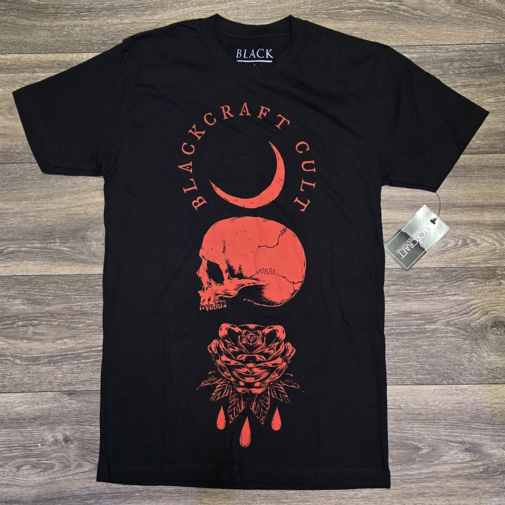 Blackcraft Moon Skull Rose Short Sleeve Tee